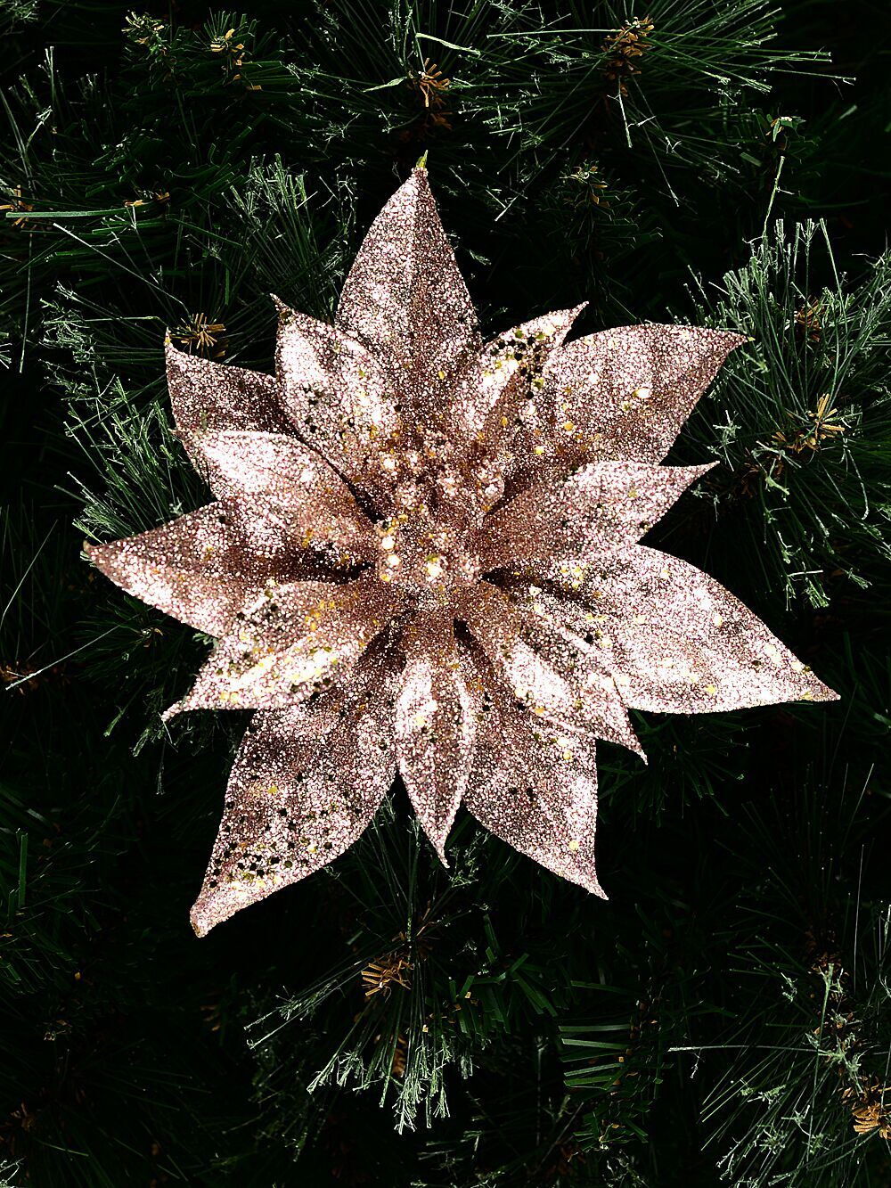 Pink Poinsettia With Silver & Gold Decor Christmas Tree Clip Pick | 19cmPink with Silver & Gold