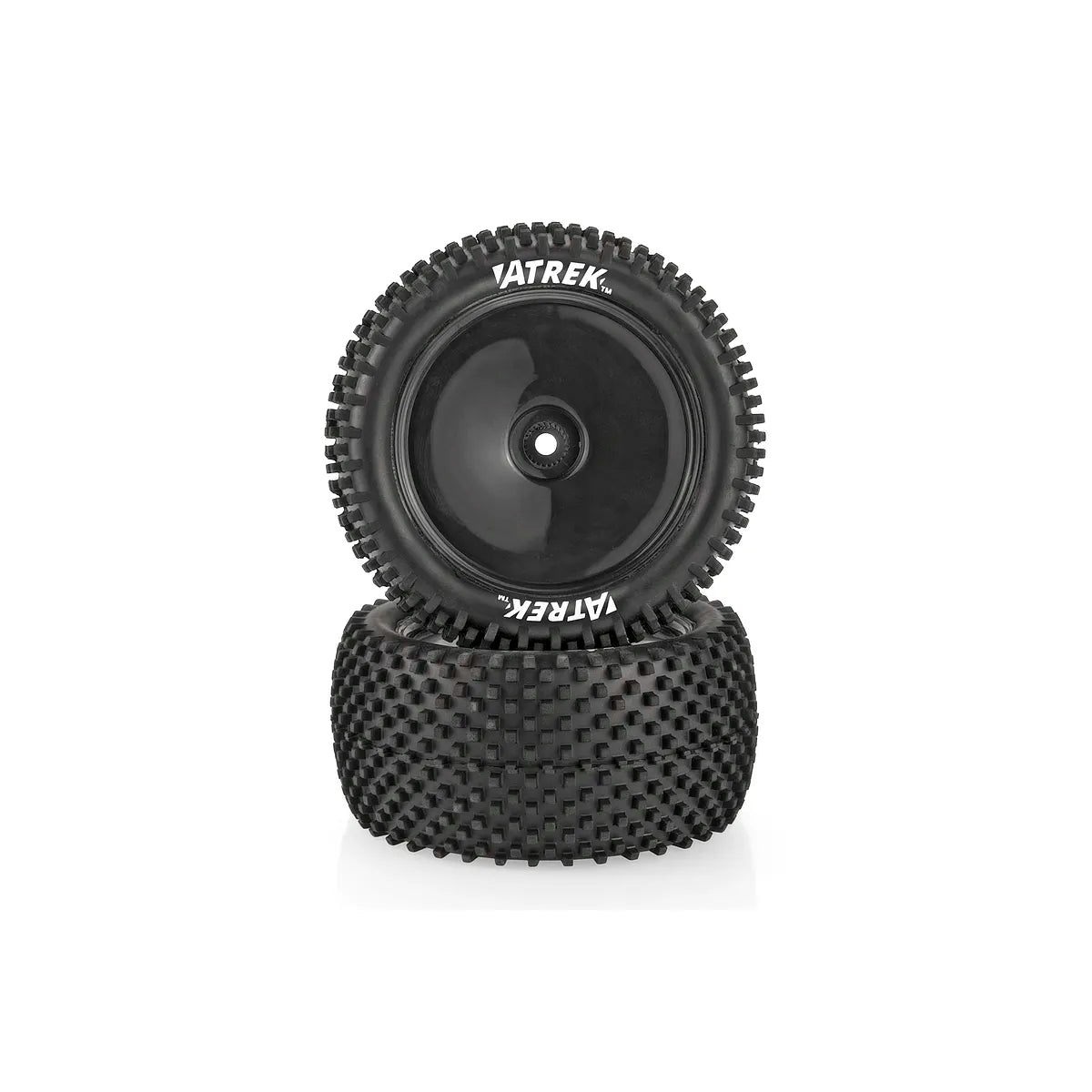 Atrek 2.3" Tracer Pro Knobby Rear Buggy Tyres on Black Dish Rims - Glued Wheels 2Pcs