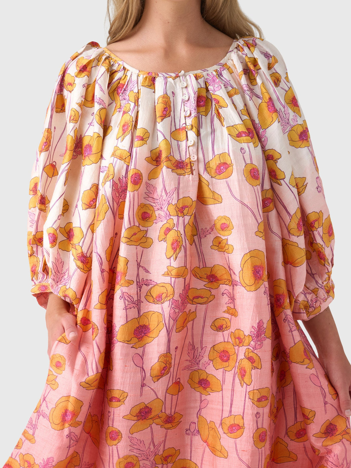 Coniglio Palm Beach Women's Shirred Half Placket Maxi Dress