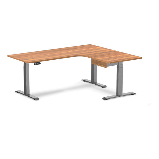 Desky L-Shape Melamine Standing Desk With Drawer 180cm - Right Return Prime Oak Top and Space Grey Leg
