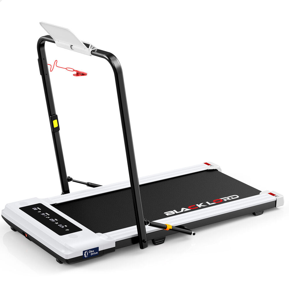 BLACK LORD Treadmill 2 IN 1 Electric Walking Pad Hydraulic Foldable 40cm Belt (White)