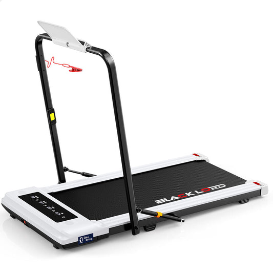 BLACK LORD Treadmill 2 IN 1 Electric Walking Pad Hydraulic Foldable 40cm Belt (White)