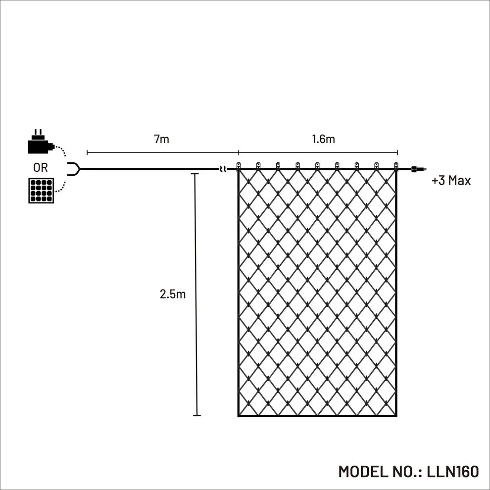 Lexi Lighting Dual Power 160 LED Connectable Net Light - Multicolour