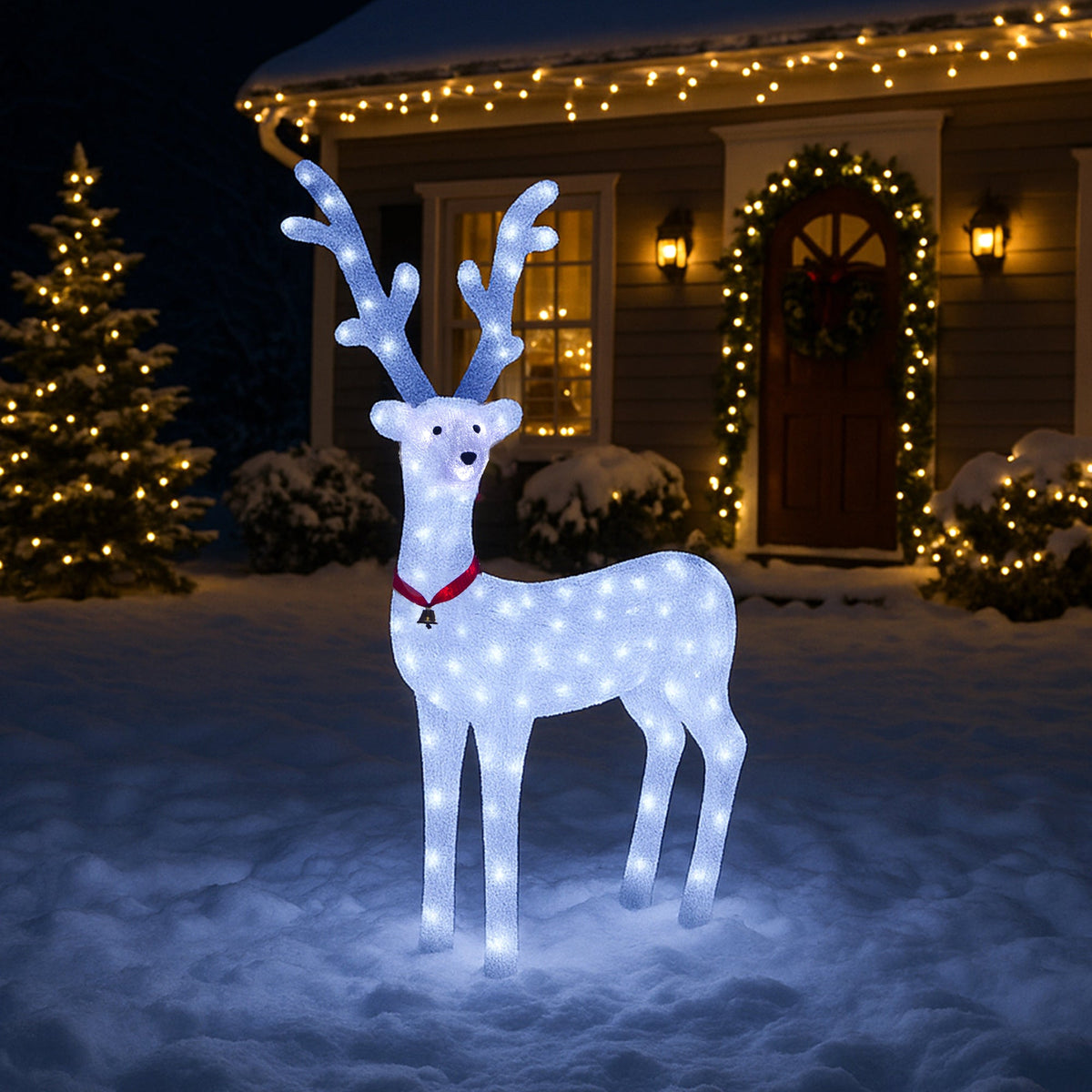 Lexi Lighting Acrylic White Reindeer Christmas Lights