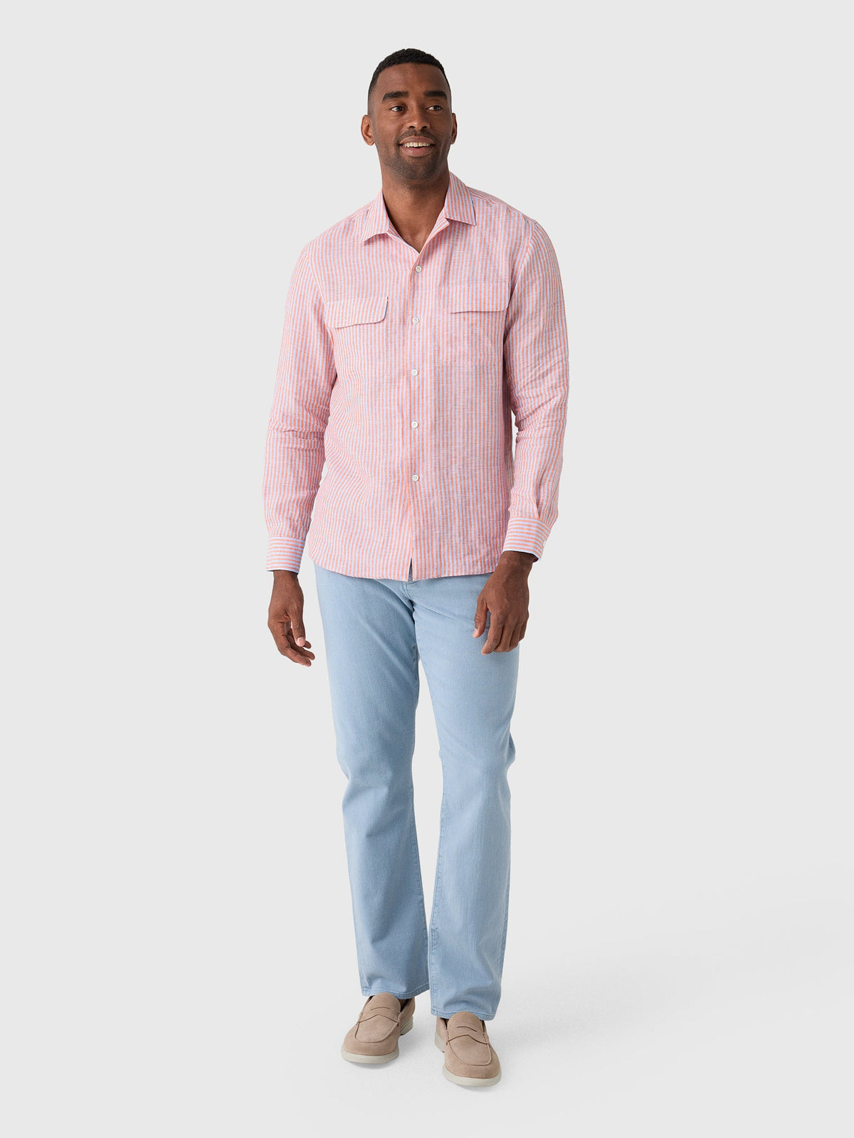 Maria Santangelo Men's Stripe Woven Camp Shirt
