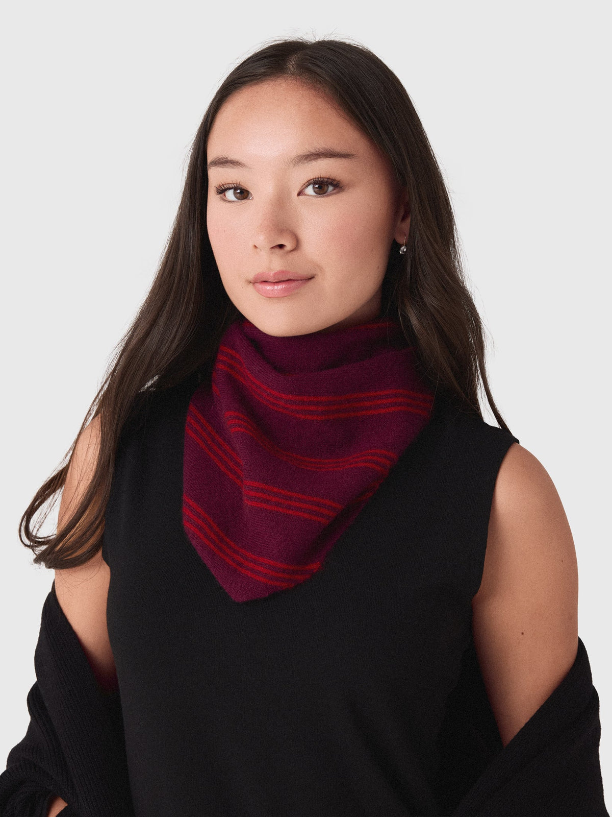 White & Warren Women's Cashmere Striped Neckerchief