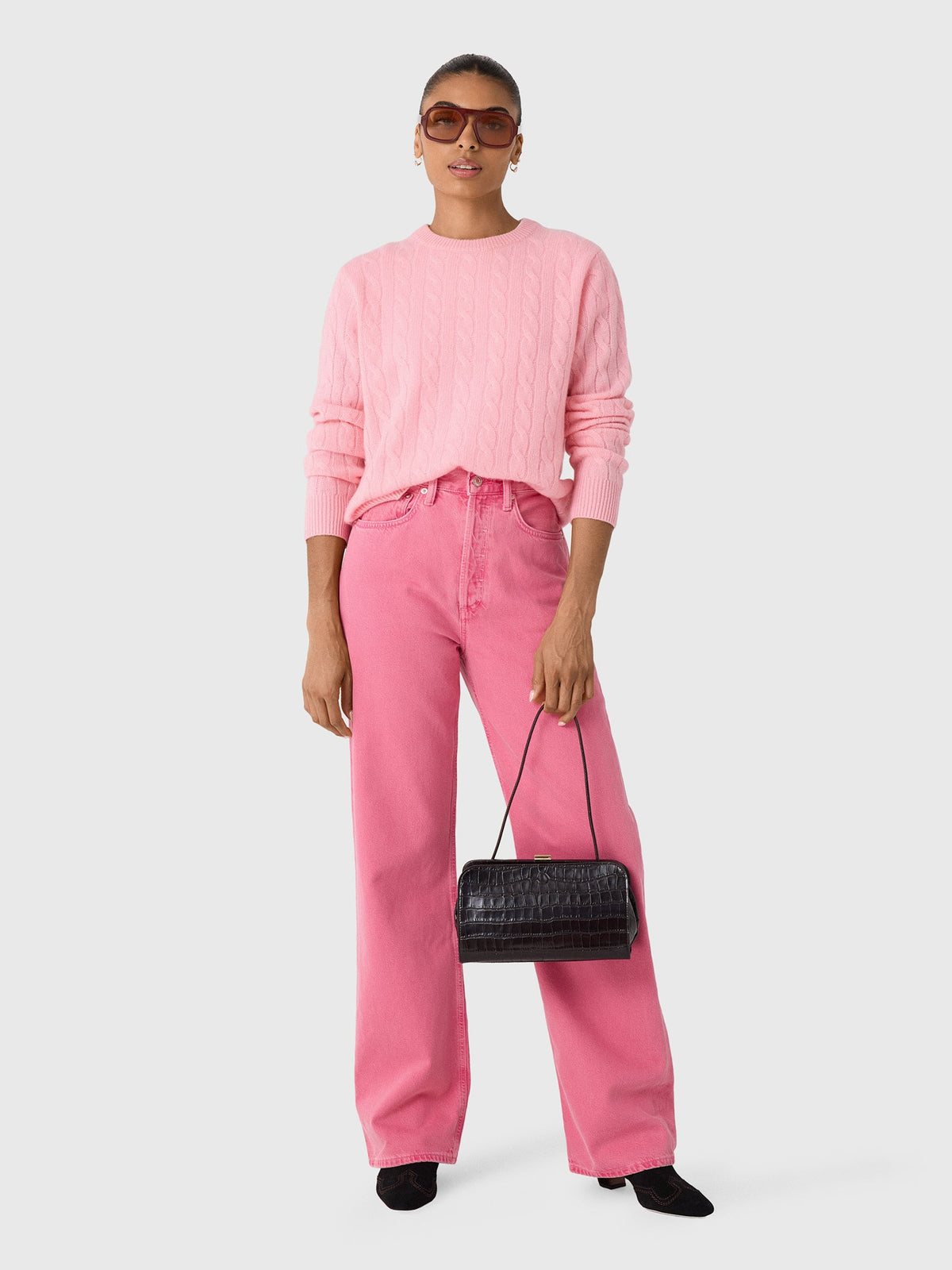 White & Warren Women's Cashmere Cable Crewneck Sweater
