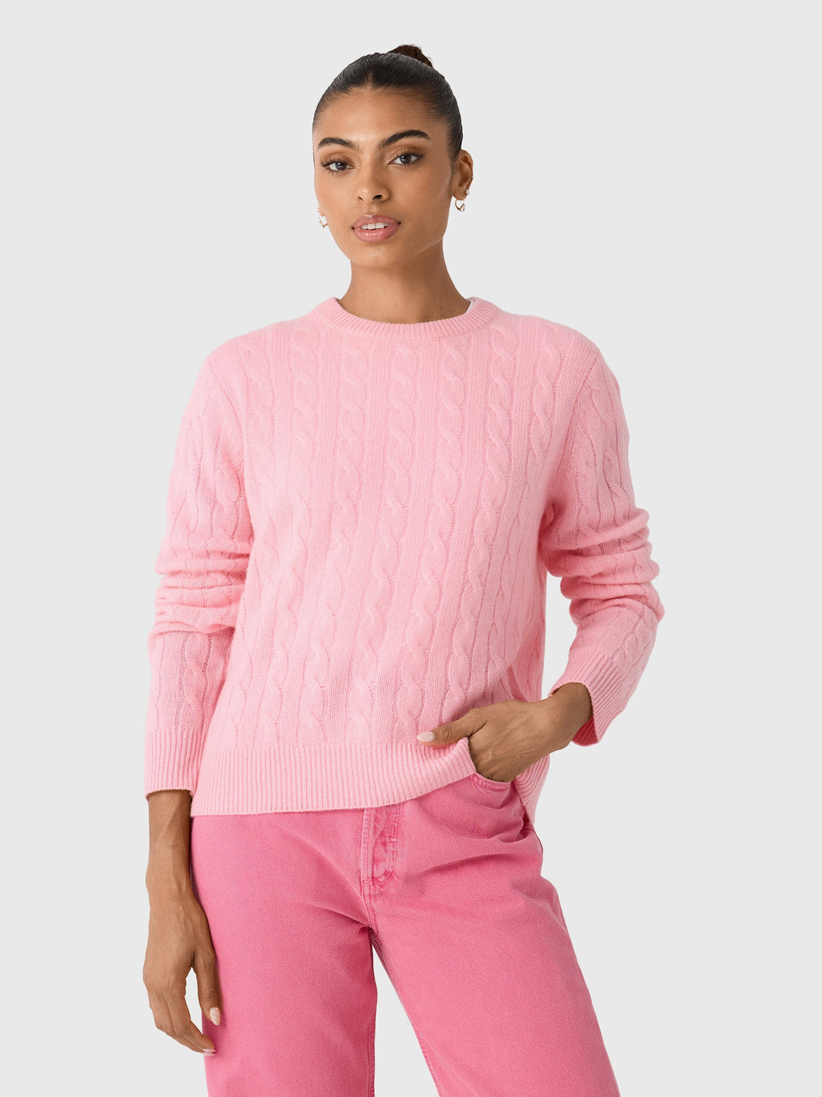 White & Warren Women's Cashmere Cable Crewneck Sweater