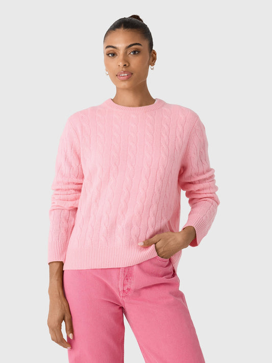 White & Warren Women's Cashmere Cable Crewneck Sweater