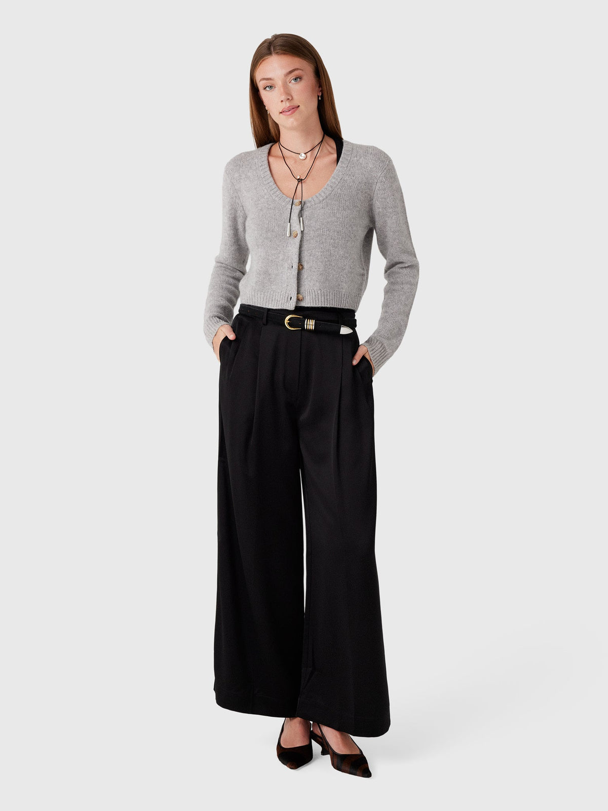 White & Warren Women's Cashmere Scoop Cropped Cardigan