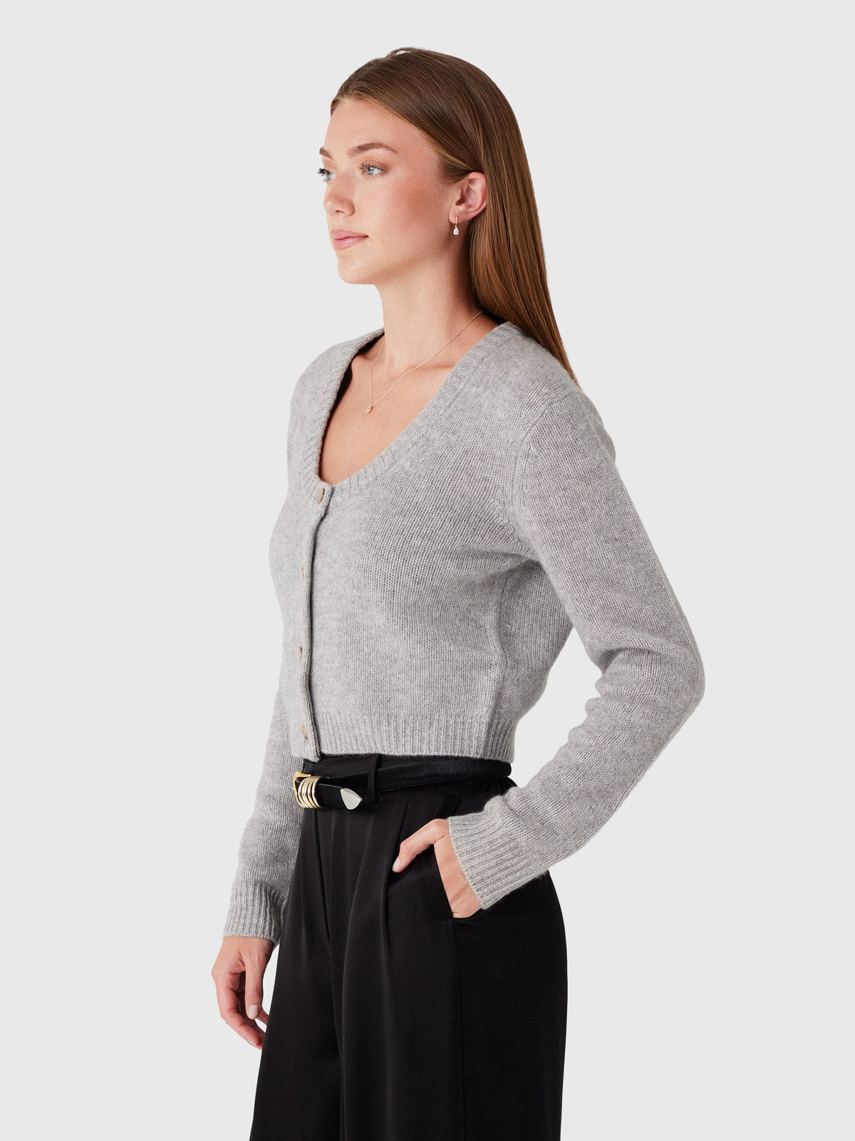White & Warren Women's Cashmere Scoop Cropped Cardigan