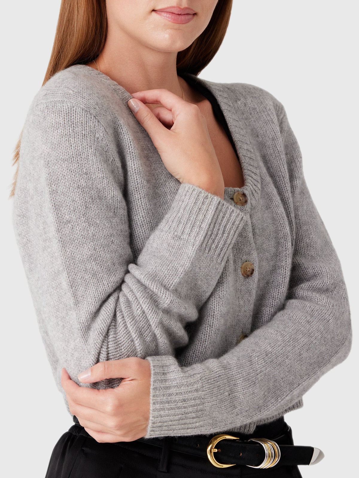 White & Warren Women's Cashmere Scoop Cropped Cardigan