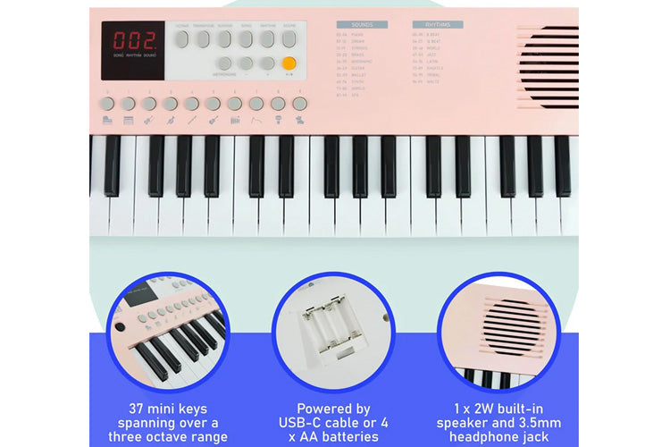 Axus Mini Keyboard 37 Key Keyboard (Pink)