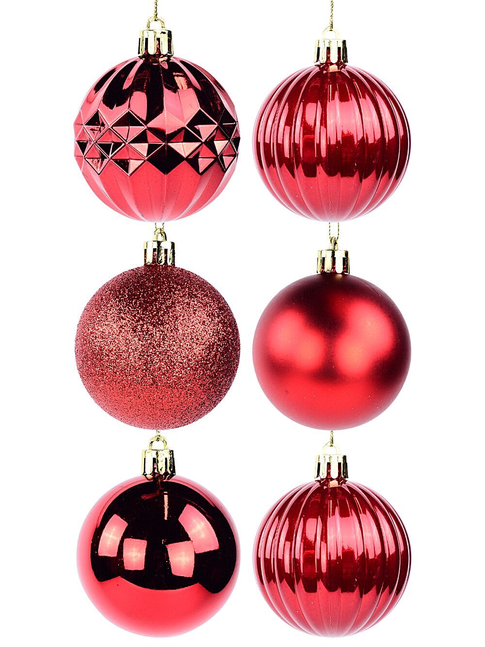 35x Red Shiny Matte Glitter & Pearl Essential Baubles | 60mmRed
