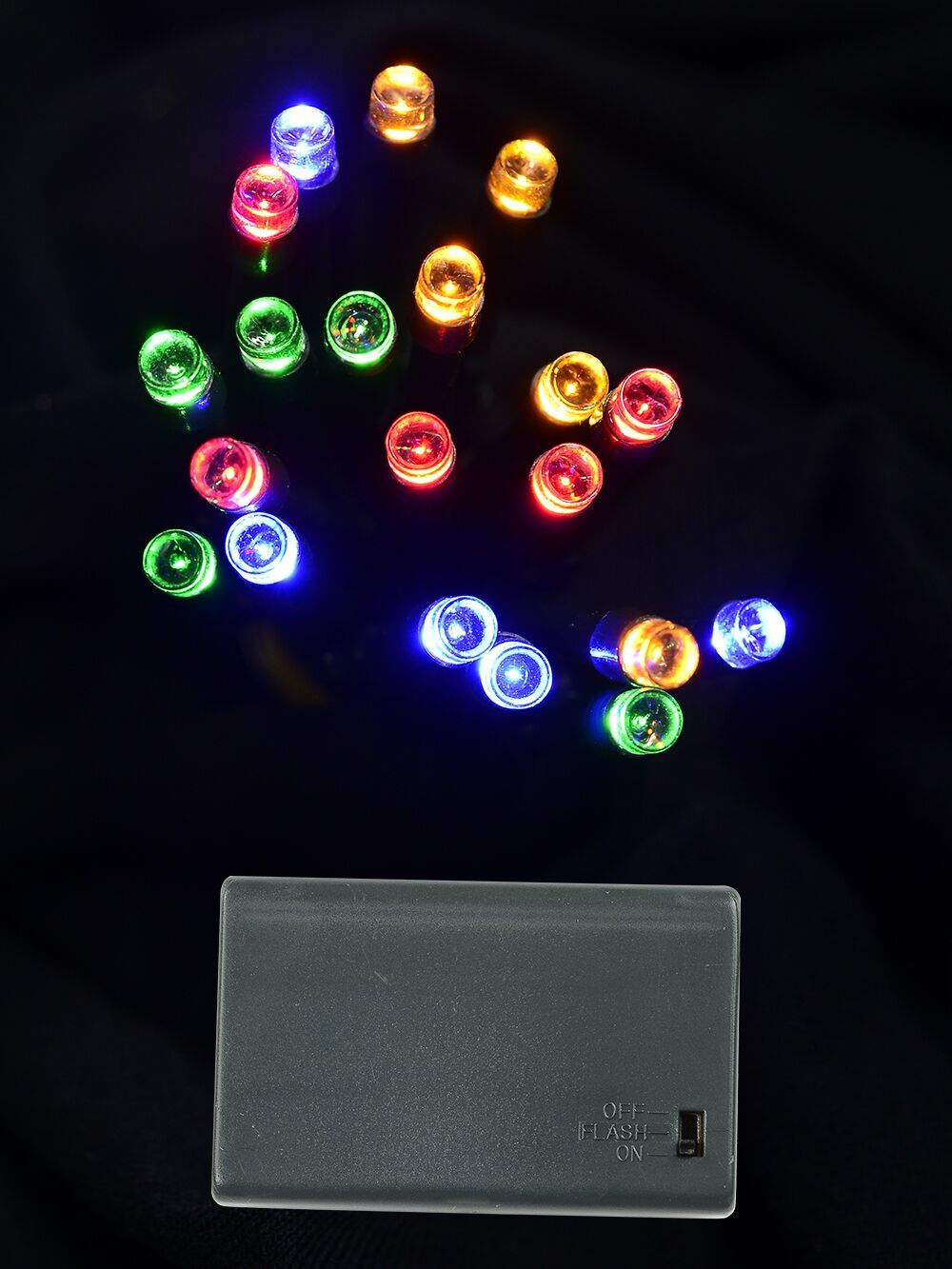 20 Multi Colour LED String Fairy Battery Lights With Static & Flash | 2.4mBlue, Green, Orange & Red