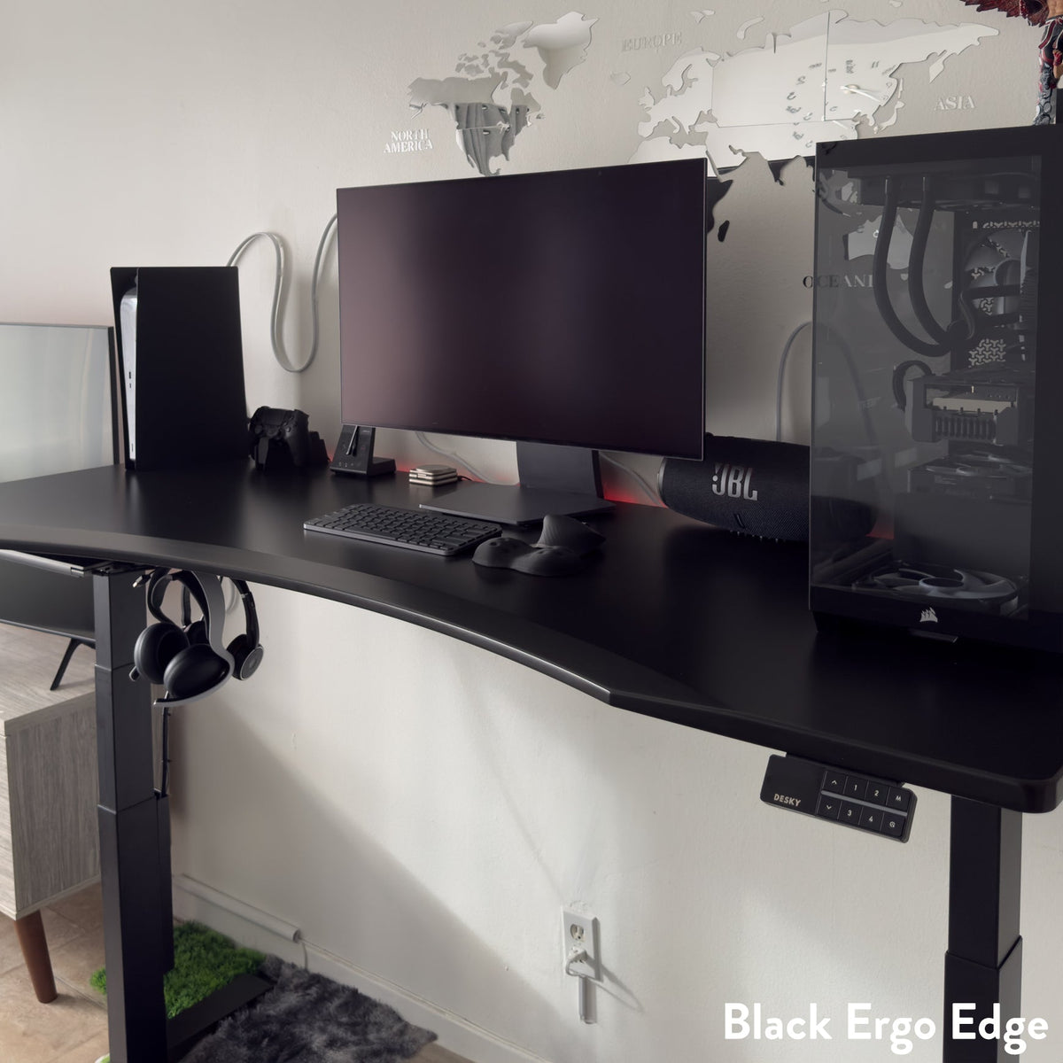 Desky Alpha Dual Sit Stand Gaming Desk - Ergo Edge / 1800x750mm / Matte Black