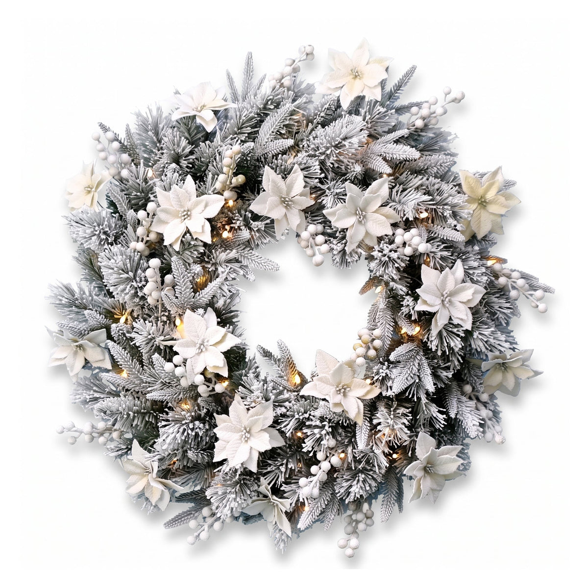 Christabelle Snow-Tipped Christmas 3pc Set 2.4m Christmas Tree Wreath and Garland with LED Lights Holiday Decor