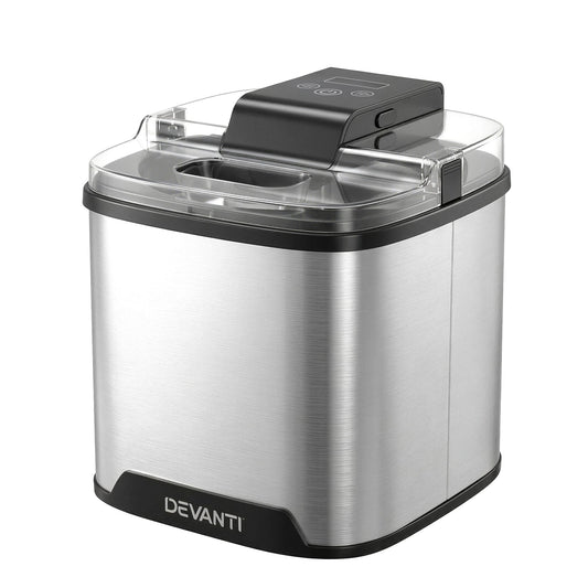 Devanti Ice Cream Maker Machine 2L Homemade Gelato Sorbet Sliver