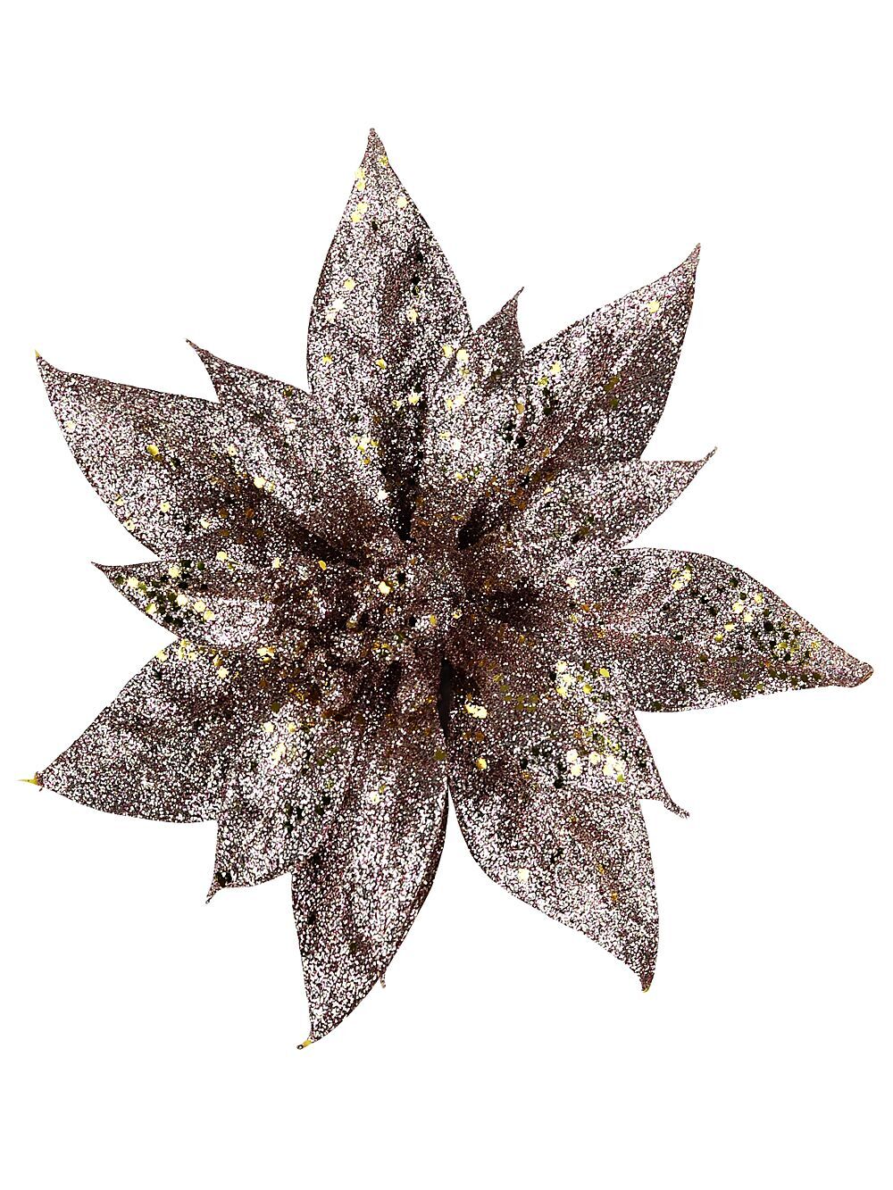 Pink Poinsettia With Silver & Gold Decor Christmas Tree Clip Pick | 19cmPink with Silver & Gold