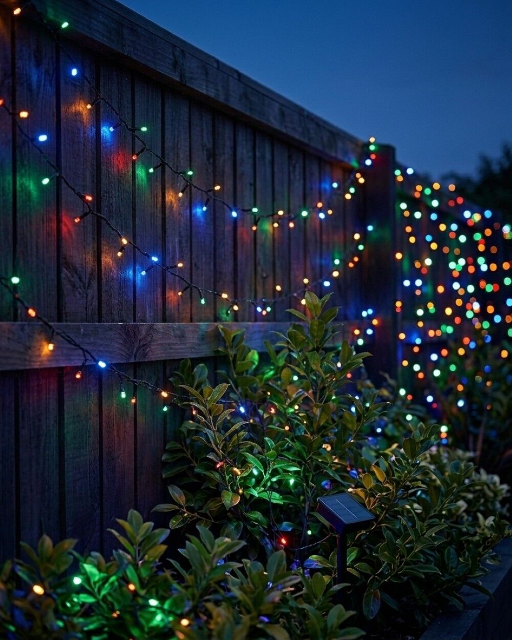 200 Multi Colour LED Solar String Fairy Lights 8 Function | 20mRed, Green, Orange & Blue