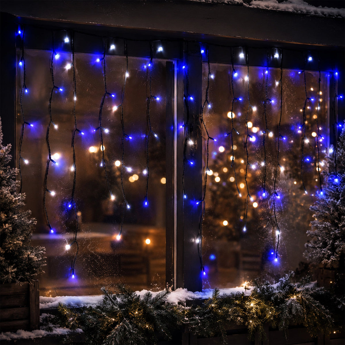 Lexi Lighting 240 LED Icicle Christmas Lights Blue and White