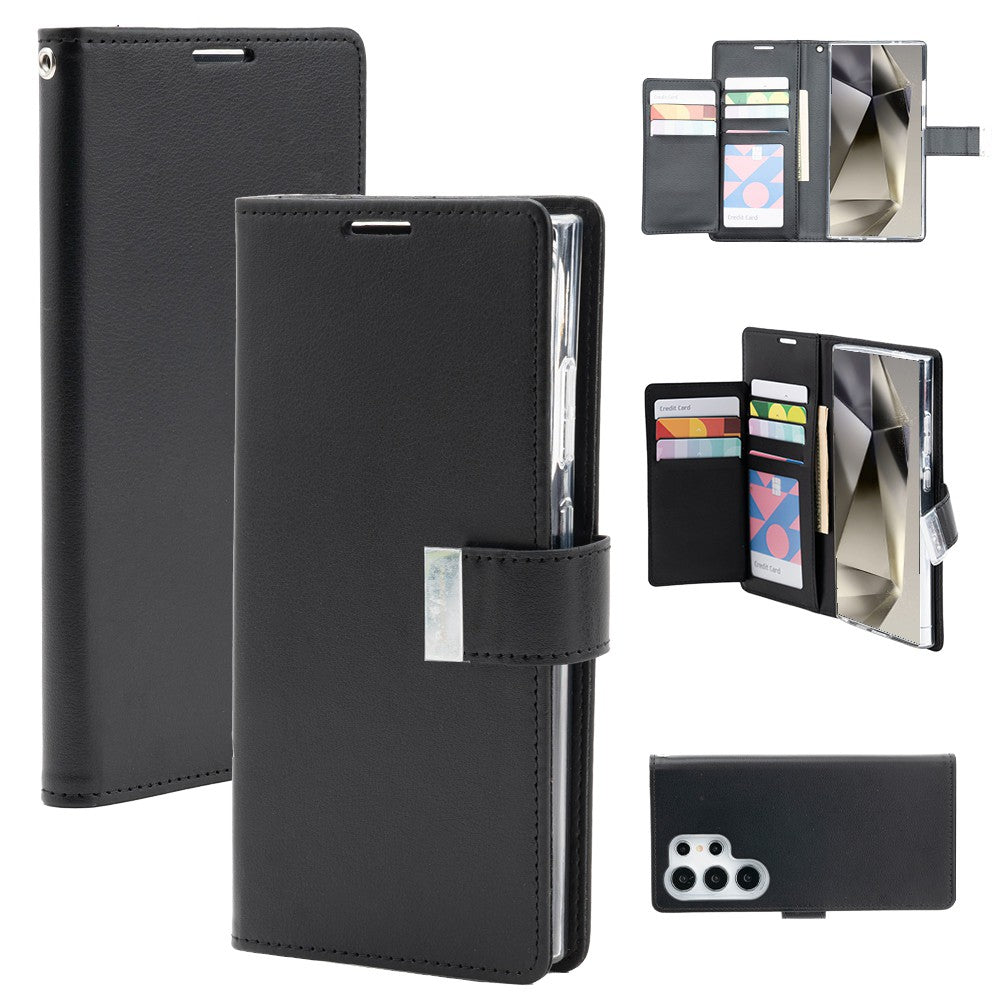 Goospery Rich Diary for Galaxy S24 Ultra - Black