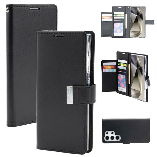 Goospery Rich Diary for Galaxy S24 Ultra - Black