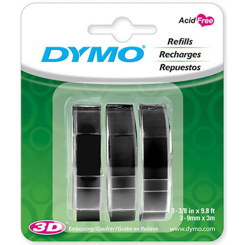 Dymo Embossing Tape Label 9mmx3m (3pk) - Black