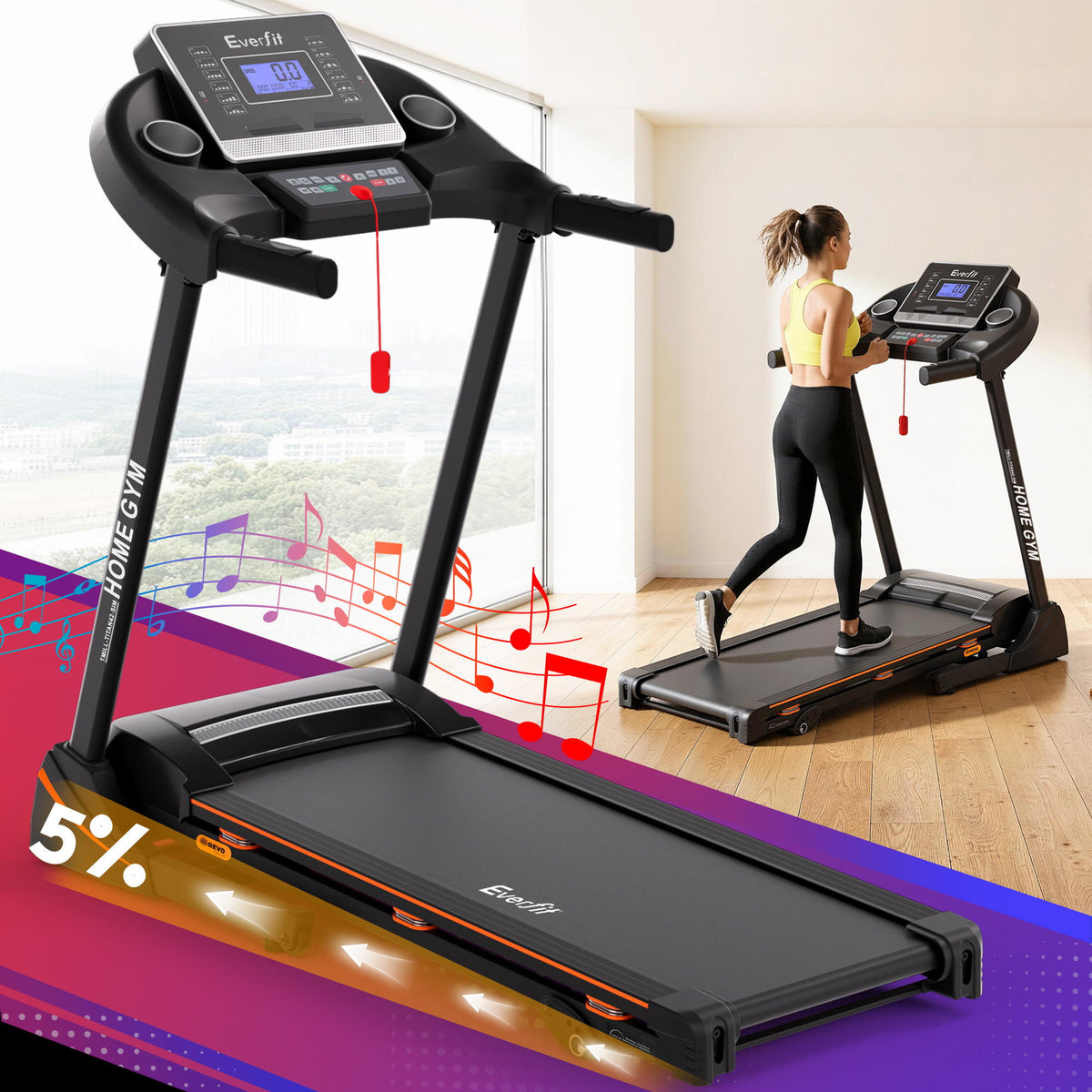 Everfit Treadmill Electric Home Gym Fitness Exercise Machine Hydraulic 420mm