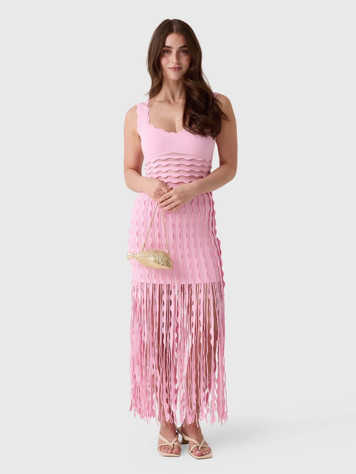 Simkhai Women's Brionne Scalloped Knit Midi Dress