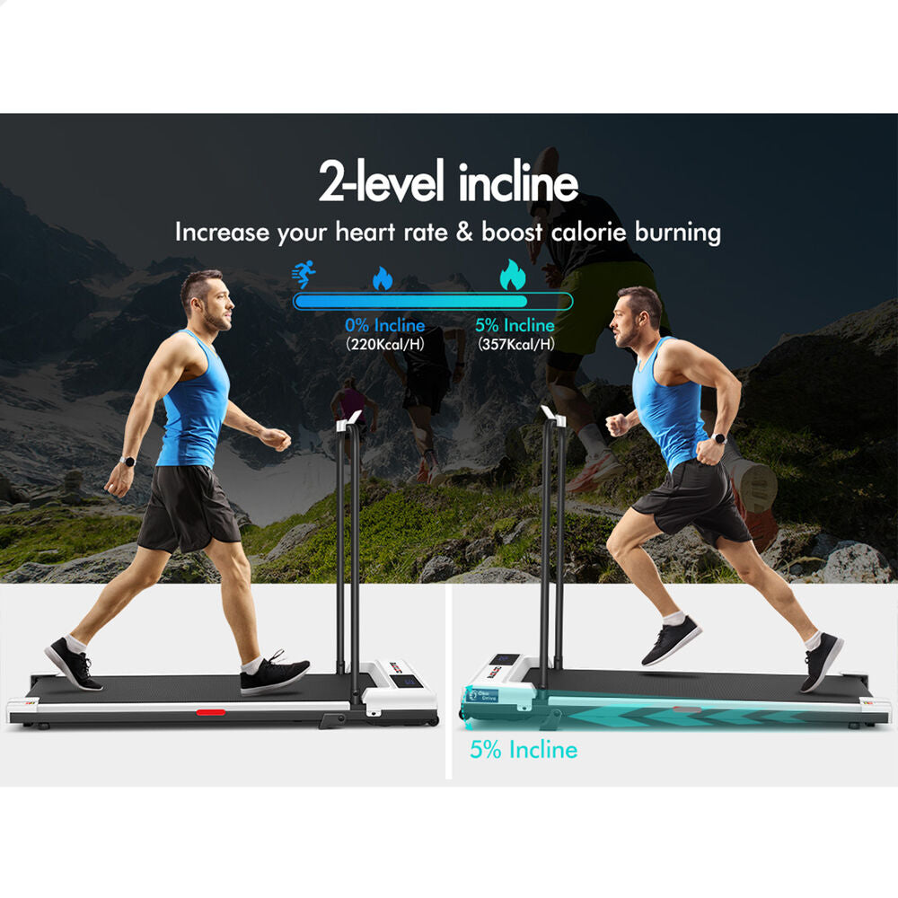 BLACK LORD Treadmill Walking Pad Electric Incline Under Desk (White)
