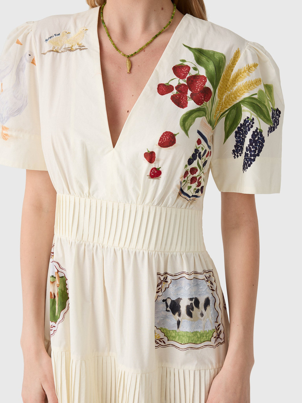 Farm Rio Women's Country Table Short Sleeve Midi Dress