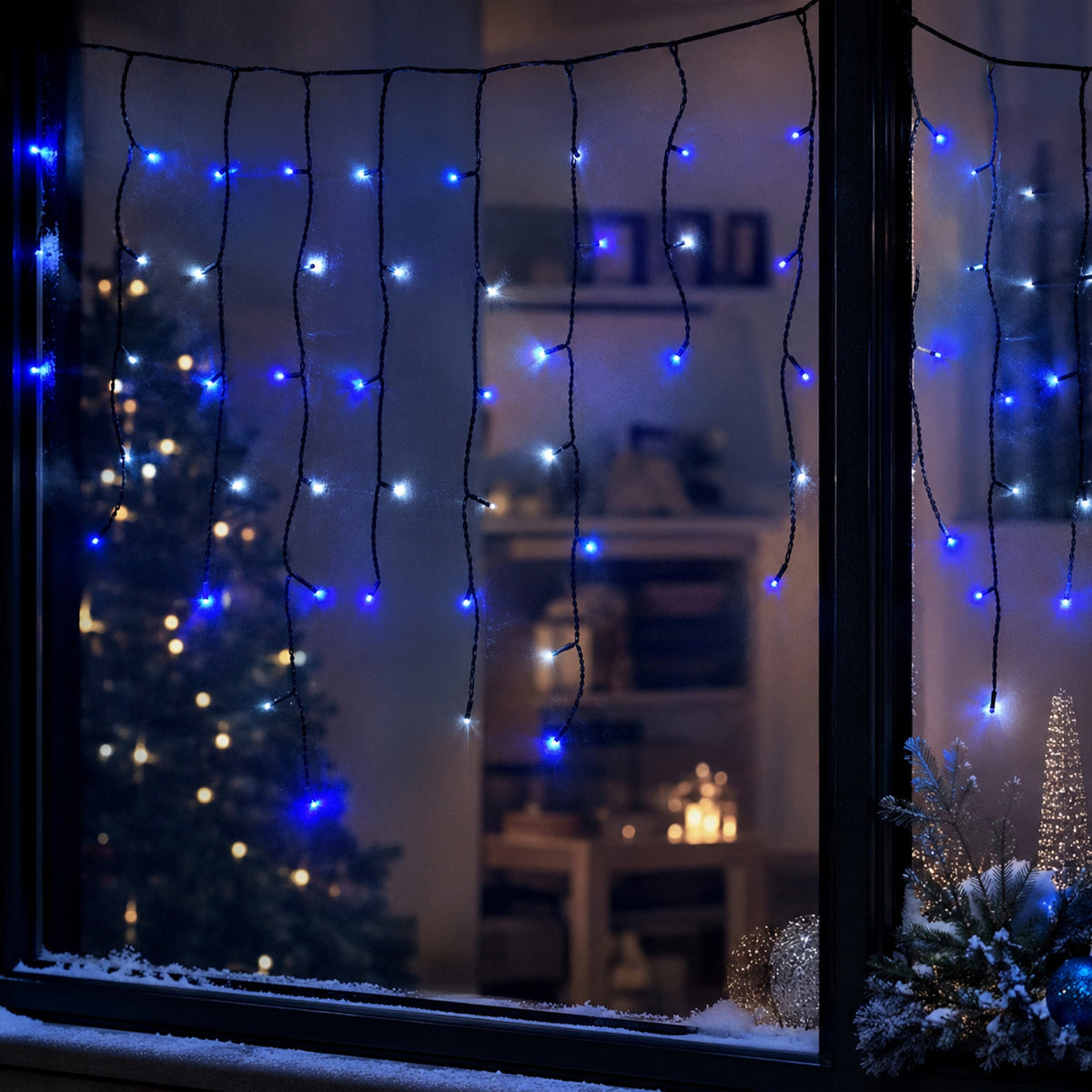 Lexi Lighting 240 LED Icicle Christmas Lights Blue and White