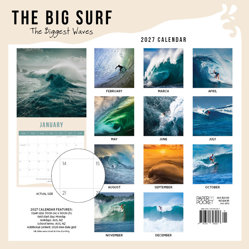 The Big Surf Biggest Waves Calendar 2027