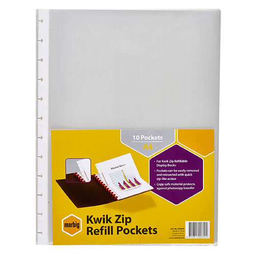 Marbig Display Book Refill Pockets 10pk (A4) - Clear