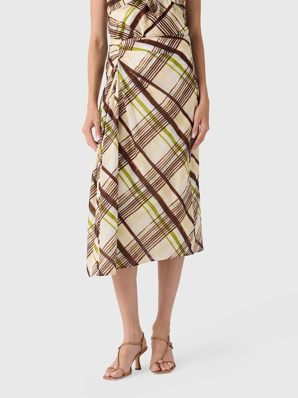 ALC Women's Jean Plaid Cotton Midi Skirt
