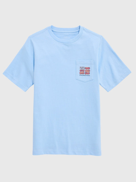 Vineyard Vines Boys' Hot Dog USA Flag Short-Sleeve Pocket Tee