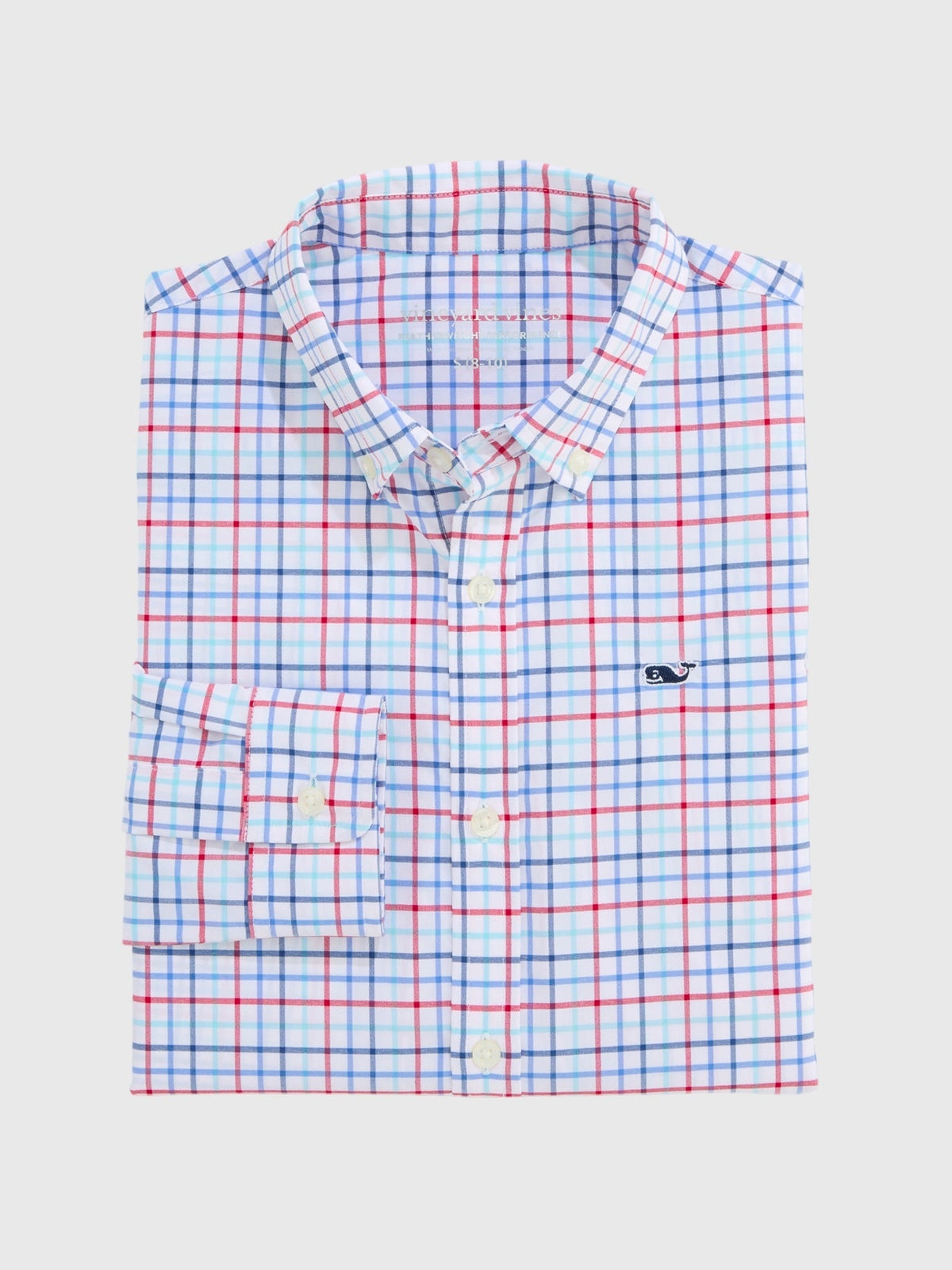 Vineyard Vines Boys' Performance Bomb Pop Tattersall Featherweight Shirt