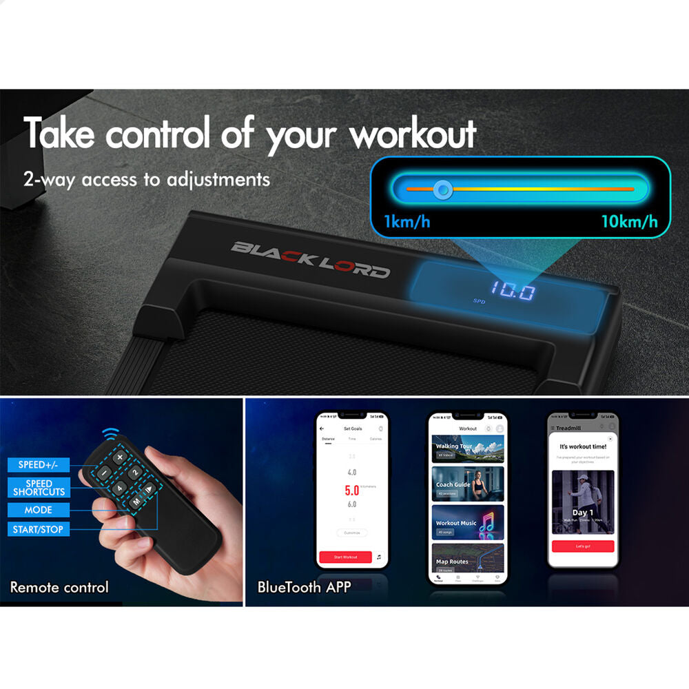 BLACK LORD Walking Pad Treadmill Electric Incline Under Desk (Black)