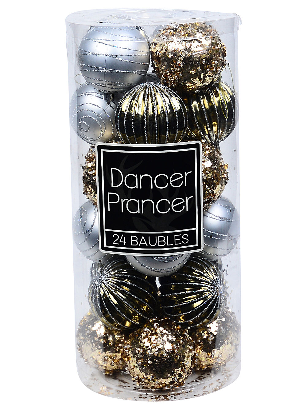 Dynamic Mixed Metallic Signature Ribbed & Embellished Baubles 24x 80mm Silver Champagne Gold & Rose Gold