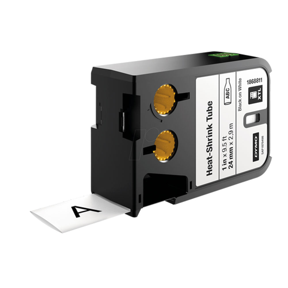 Dymo XTL Black on White Heat Shrink Tube - 24mm
