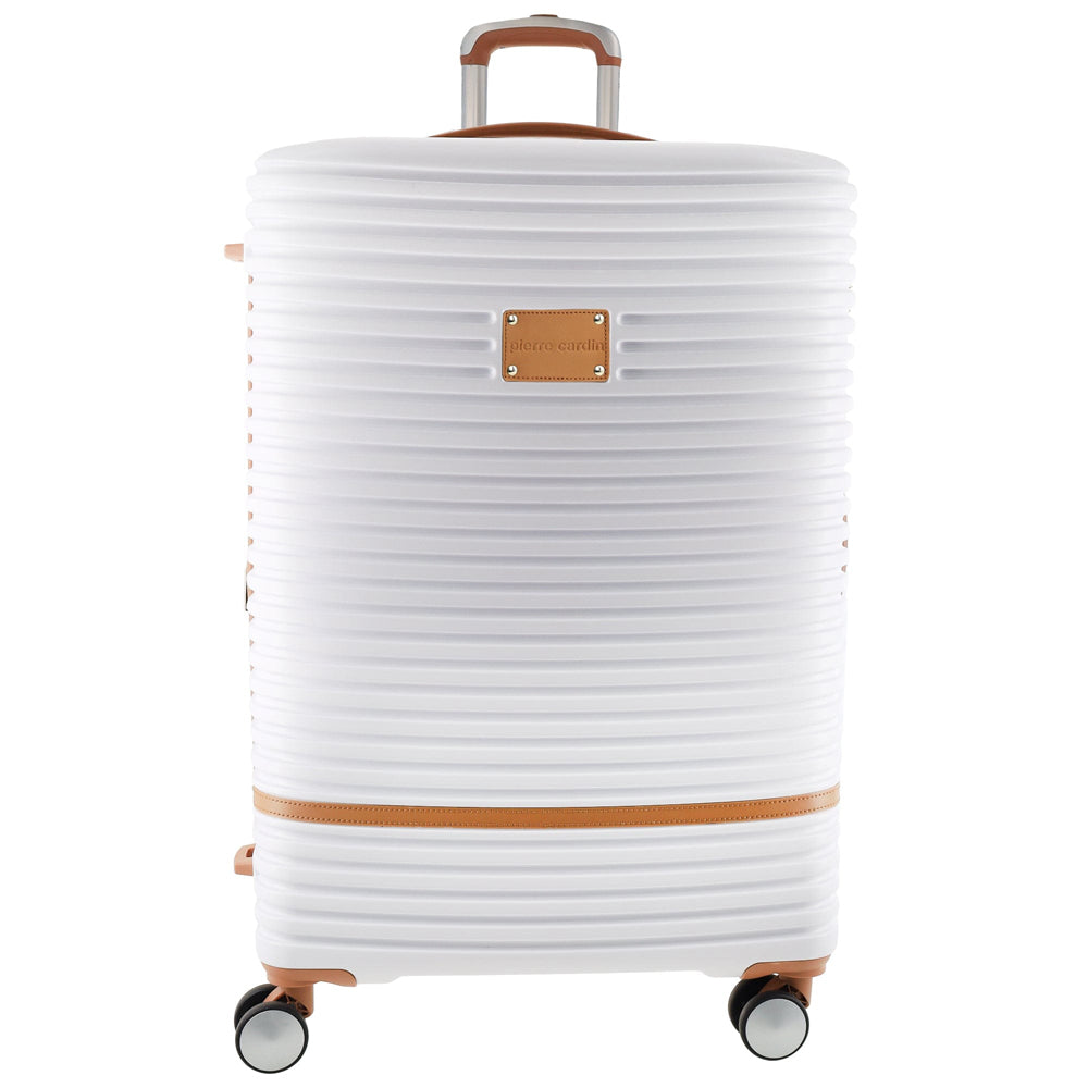 Pierre Cardin Large Hard-Shell Suitcase Travel Luggage 80cm White