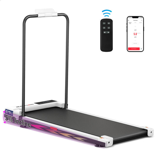 BLACK LORD Treadmill Walking Pad Electric Incline Under Desk (White)