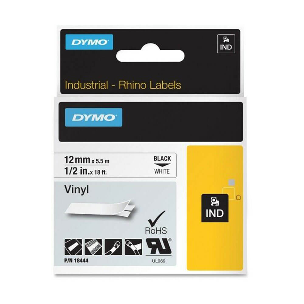 Dymo Tape Label White (12mmx5.5m) - Vinyl