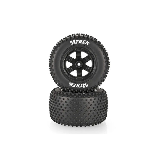 Atrek 2.3" Wildfire Pro Knobby Rear Tyres on Black 6 Spoke Rims - Glued Wheels 2Pcs