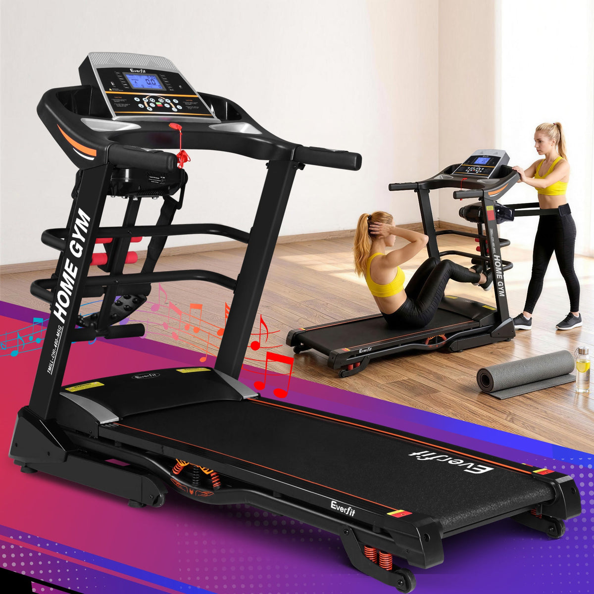 Everfit Treadmill Electric Home Gym Fitness Exercise Machine w/ Massager 480mm