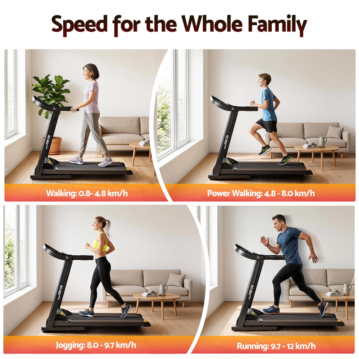 Everfit Treadmill Electric Home Gym Fitness Exercise Machine Foldable 400mm