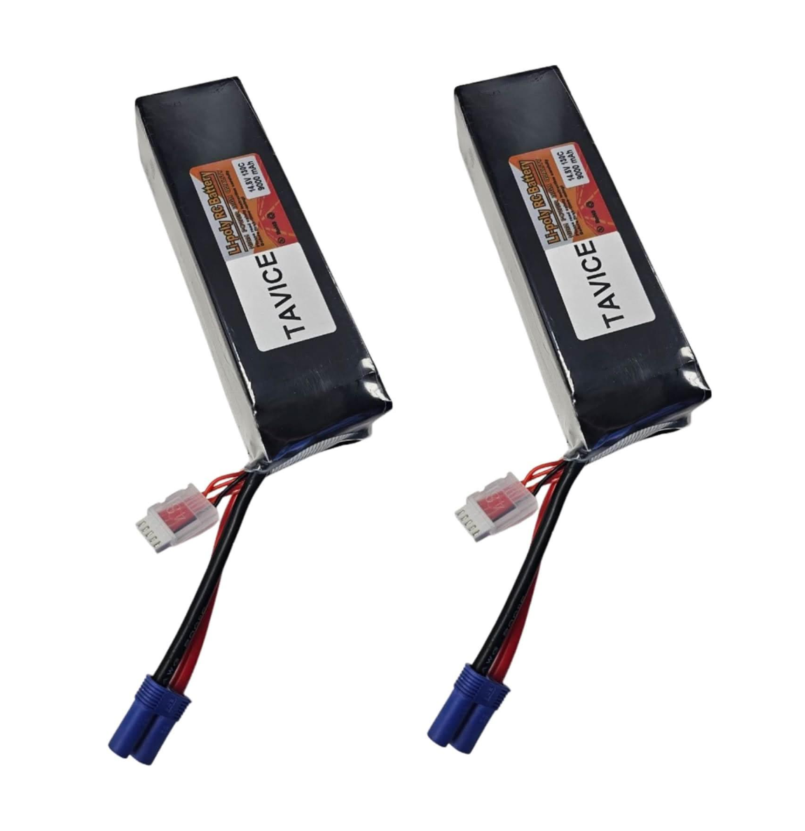 TAVICE 2 Pack 4S LiPo Battery 14.8V 9000mAh 130C with EC5 Connector Compatible with RC Car, Airplane, Jet & Helicopter