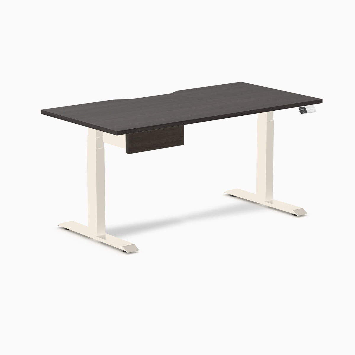 Desky Dual Scalloped Melamine Standing Desk With Drawer - Burnished Wood / 1500x750mm / Wheat