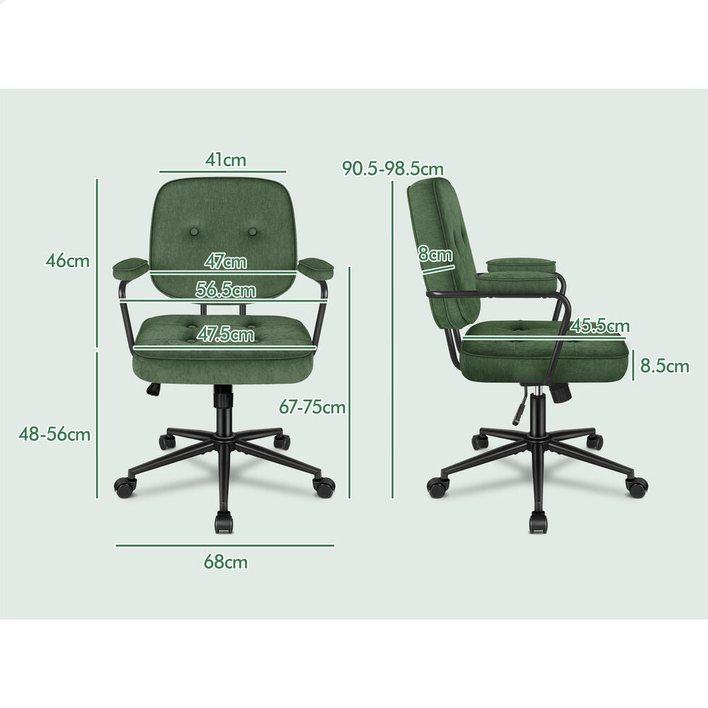 ALFORDSON Office Chair Ergonomic Executive Computer Work Seat Chenille (Green)